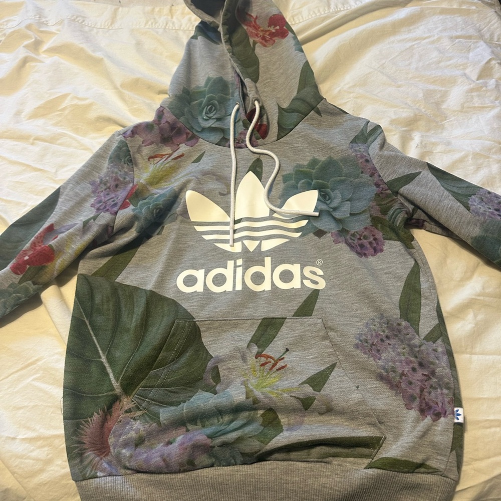 adidas Gray Floral Trefoil Hoodie